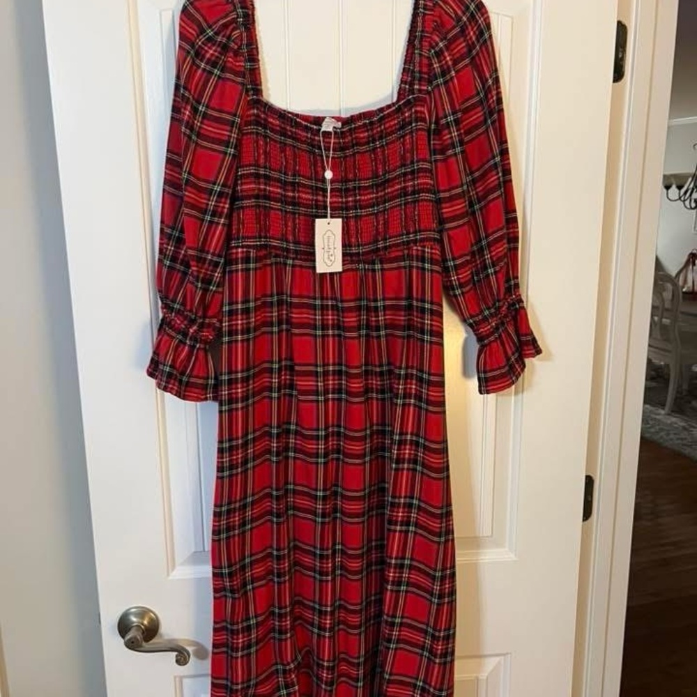 NWT MudPie Plaid Midi Dress Size M